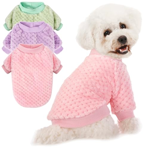 Hundepullover für kleine, mittelgroße und große Hunde oder Katze, warme, weiche Flanell-Haustierkleidung für Welpen, kleine Hunde, Mädchen oder Jungen, Weihnachten (XL, Rosa+Lila+Hellgrün) von POMIU