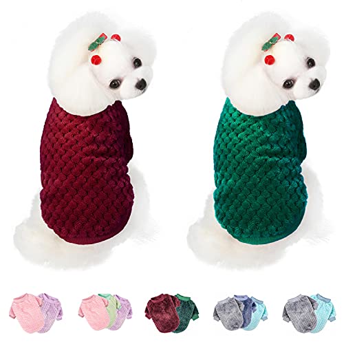 Hundepullover für kleine, mittelgroße und große Hunde oder Katzen, warme, weiche Flanell-Haustierkleidung für Welpen, kleine Hunde, Mädchen oder Jungen, Weihnachten (XL, Dunkelrot + Dunkelgrün) von POMIU