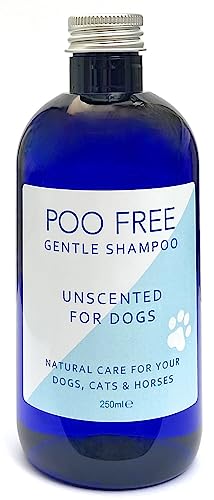 99% Natürlich Shampoo FÜR Hunde - OHNE PARFÜM für EMPFINDLICHE Hunde - 250ml - von Poo Free. Ohne Sulfat, Ohne Silikon, Ohne Parabene. Konzentriert, Beruhigt, Hydratisiert, Lindert Juckreiz. von POO FREE