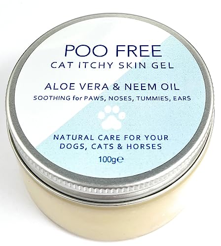 POO FREE 99% Natürlich Aloe Vera Gel MIT NEEM - für Katzen - 100 g - Kühlen und Feuchtigkeit Spenden, Keime und Gerüche Beseitigen.Beruhigen Sie Juckende Haut. Nicht Gettend, zieht Schnell EIN. von POO FREE