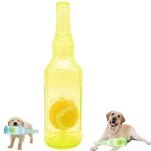Wasserflaschenspielzeug für Hunde,Flaschenkauspielzeug für Hunde,Plastikwasserflaschenkauspielzeug für Hunde mit Ball,Plastikflaschenspielzeug mit Ball für Hunde,Wasserflaschenkauspielzeug Haustiere(Y von POOLPO