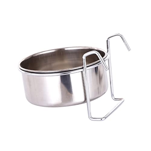 1 Satz Hängeschale aus Edelstahl Hundenapf mit Deckel Käfigschalen mit Klemmhalterung pet Water Bowl Haustiernapf aus Edelstahl Haustiernapf zum Aufhängen Rostfreier Stahl Silver POPETPOP von POPETPOP