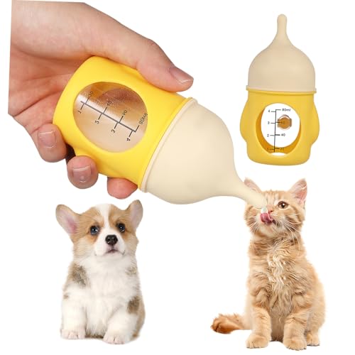 POPETPOP PET-Flasche katzenpflege kleine Flaschen Kätzchen Milchflasche Kätzchen Zeug Welpenflaschen zum Stillen von Welpenmilch Nuckelflasche Kätzchen-Flaschenzuführung Kieselgel Yellow von POPETPOP