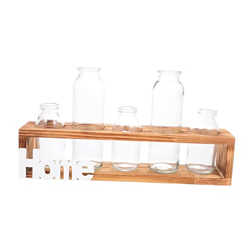 POPETPOP 1 Satz Hydroponische Glasflasche Wohnaccessoires Tischdekoration Hydroponischer Pflanzer Hydroponischer Blumentopf Blumenladen Versorgung Glasvase Holz von POPETPOP