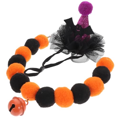 POPETPOP Katzenhalsband Halloween Kostüm Zubehör Glocke Dekorative Pom Bälle 2er Set von POPETPOP