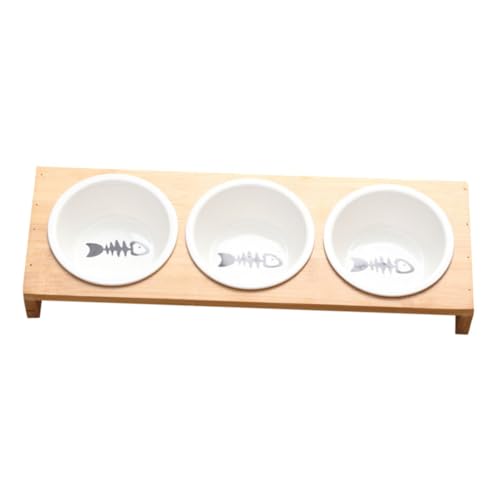 POPETPOP 1 Satz Katzennapf tierfutterbehälter pet Feeder pet Water Bowl Automatischer Katzenfutterautomat erhöhter Futterautomat für Hunde praktischer Welpennapf Hund wassernapf Bambus von POPETPOP