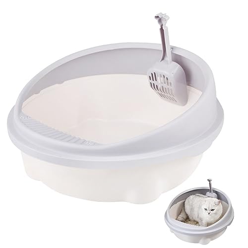 POPETPOP 1 Satz Katzentoilette streuwanne abfallbehälter katzenstreu Katzenklo mit niedrigem Eingang litterbox Kratzer leckbar Kätzchen saubere Toilette Katze Bettpfanne Plastik Light Grey von POPETPOP