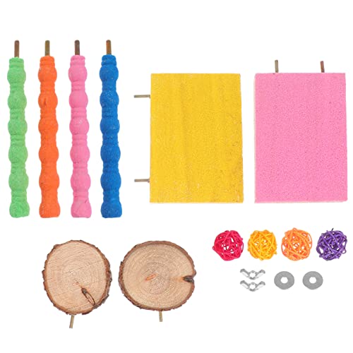 POPETPOP Papageien-Spielzeug-Set Für Vögel Papageien-sprungbrett-Spielzeug Aus Holz Sicheres Kaumaterial Zufällige Farbe von POPETPOP