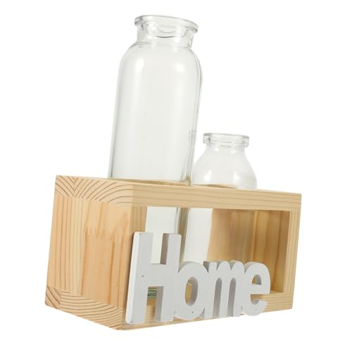 POPETPOP 1 Satz Wasservase büroradio offic vases glasvasen Home Decor Terrarienpflanzen Leben Glasterrarien für Pflanzen Wasserpflanzer Luftpflanzen lebende Zimmerpflanzen mit Halter Holz von POPETPOP