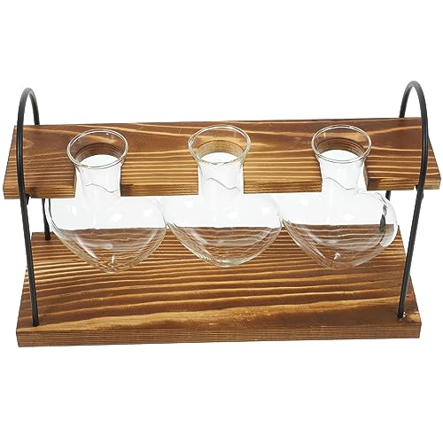 POPETPOP Vasen Set 1 Satz Graceling Gracy Hydroponischer Pflanzer Tischdekoration Waterplants Verwurzelung Einmachgläser Blumenpflanzenterrarium Mit Holzständer Hydroponische Pflanzvase Aus Glas von POPETPOP