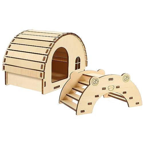 POPETPOP 2st Hamster Holzhaus DIY Zusammengebautes Spielzeug Kleintier Lebensraum Dekoration Hamsterplattform Mit Leiter Hamster-kletterbrücke Hamsterhaus Kleine Tiere Lieferungen Hölzern von POPETPOP