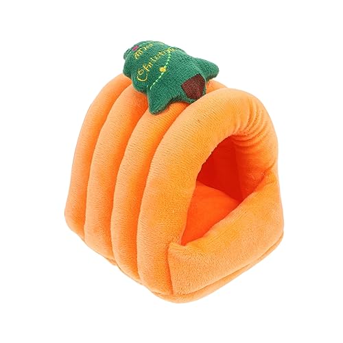 POPETPOP 1 Stück Haustier-Nest Plüschtiere Ausgestopfter Igel Warmer Hamster Meerschweinchen Winter-Hamster-Zubehör Winter-Haustierbett Orangefarbenes Haustier-Hamster-Schlafhaus von POPETPOP