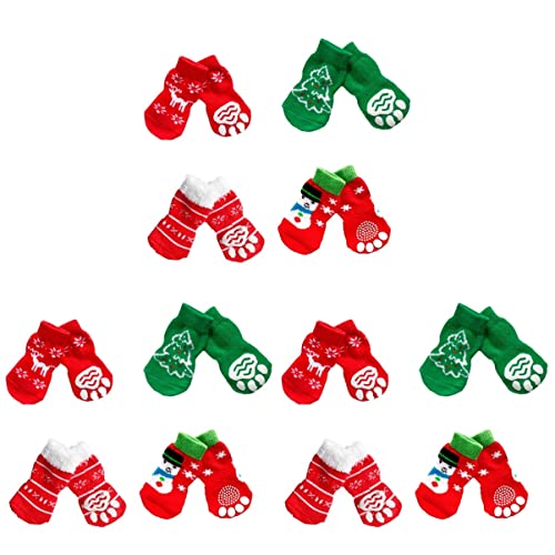 POPETPOP 3er-Sets Weihnachtssocken Mit Schneeflockenmotiv Für Hunde Und Katzen Nicht Warm Für Haustiere Weihnachtssocken Aus Baumwolle Weihnachtspfotenstopp Größe L 4 Paar X 3 von POPETPOP