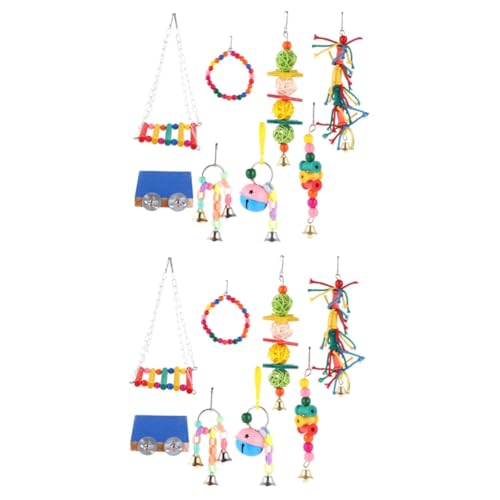 POPETPOP 16 STK Papagei Vogel Spielzeug Wellensittichspielzeug Kletterspielzeug Hängespielzeug Für Vögel Sittiche Papageien-hängespielzeug Conure-Spielzeug Schaukel Der Vogel Hölzern Rattan von POPETPOP