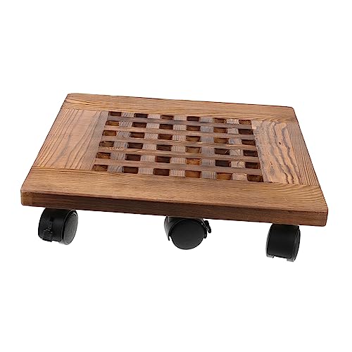 POPETPOP 1Stk Blumentopf Tablett Terrakotta rundes Tablett Wagen Walzwerk Einzel blumentopf untersetzer blumenkübel untersetzer Bodenschale für Blumentöpfe Beweglicher Blumentopfhalter Holz von POPETPOP