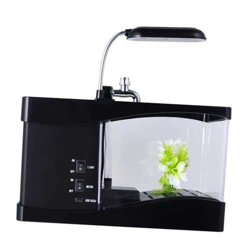 POPETPOP 1Stk Desktop-Aquarium-Stifthalter-Uhr Vakuum für LED Schüssel USB Stifthalter mit Fischbecken Tischuhr mit Fischbecken Wecker zu Hause Wohndekoration Elektronisches Bauteil Black von POPETPOP