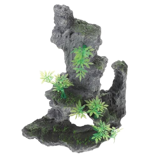 POPETPOP 1Stk Landschaftsgestaltung Steingarten gefälschter Fisch Aquarium Felsenberg Süßwasser-Ornament Artificial Plant qridor Steingartenmodell künstliche Bergverzierung Harz Green von POPETPOP