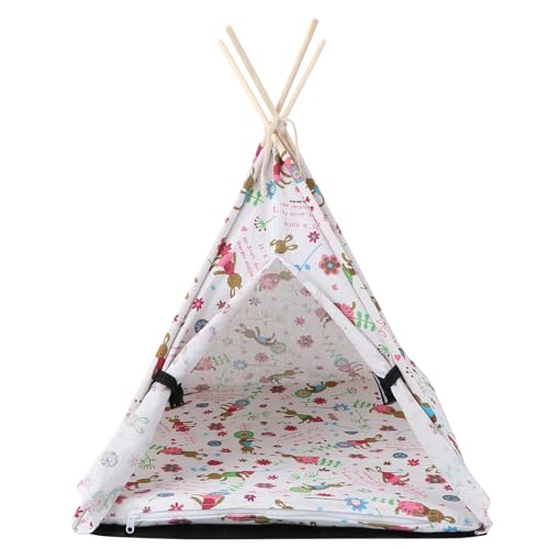 POPETPOP 1pc Pet Tent Animal Kennel Dog Tent Kitten Tipi Rabbit Tent Puppy Cat Bed Tipi Tent Breathable Pet Bed Cat Houses for Indoor Cats Pet Tipi House Canvas Pet Cage Triangle von POPETPOP