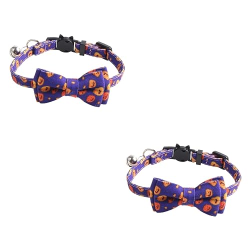 POPETPOP 2 STK Halloween Bow Bell Choker Halloween-Haustierhalsband Welpe verkleiden Halloween kostüm für Katzen Halloween Katzenhalsband Hundehalsband Haustierkette die Katze Kürbis Geist von POPETPOP