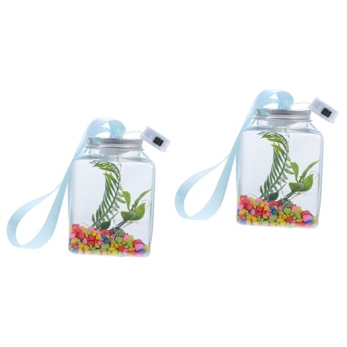 POPETPOP 2 Sätze Bruchsicheres Goldfischbecken Dekoratives Aquarium Tischfischbecken Aquarium Licht Geführtes Aquarium Betta-Fisch-Aquarium -Aquarium Kämpfendes Aquarium Abs von POPETPOP