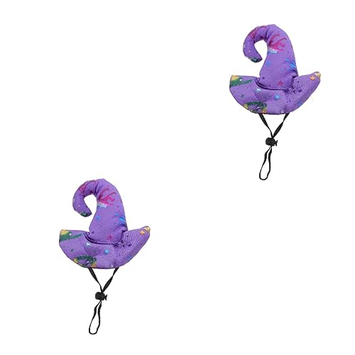 POPETPOP 2st Haustier Hut Zauberer Hund Kostüm Elastische Hund Katze Kostüm-Totenkopf-Accessoire Dekorative Haustierkappe Halloween-haustiermütze Haustierzubehör Polyester Cosplay Violett von POPETPOP