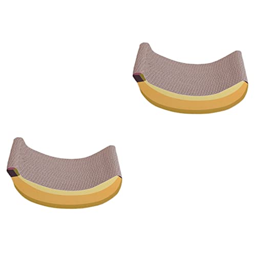 POPETPOP 2 STK Banana Corrugated Cat Kratzbaum Gebogener Katzenkratzer Katzenkarton Kätzchen Kratzbaum Katzenkratzteppich Katzengesicht Katzenkratzkarton Haustier Katzenspielzeug von POPETPOP