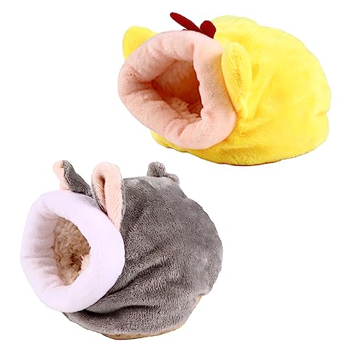 POPETPOP 2 STK Hamsternest Schlafzubehör Für Hamster Cartoon-Hamster-höhlenhaus Kaninchenbett Kleines Tiernest Hamster Plüschbett Einstreu Für Hamsterkäfige Schlafen Das Bett Kurzer Plüsch von POPETPOP