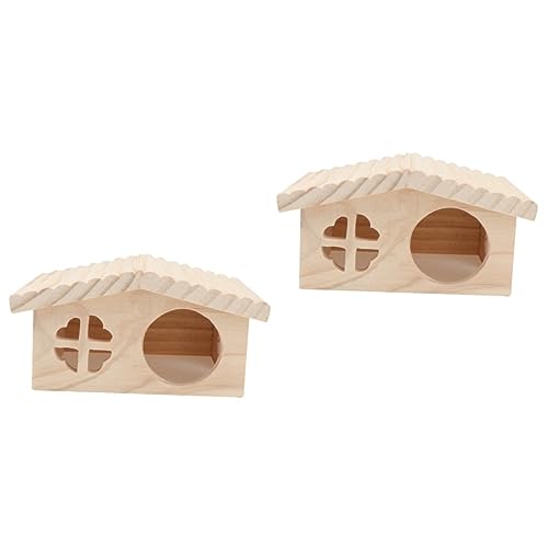 POPETPOP 2 STK Haustier-Villa-Nest Das Spielzeug Kleintier-wohnhütte Haustiere Jugueten Hamsterhausbett Hamsterhütte Aus Holz Kleines Tierhaus Hamsterbett Haustierkäfig Hölzern Klettern von POPETPOP