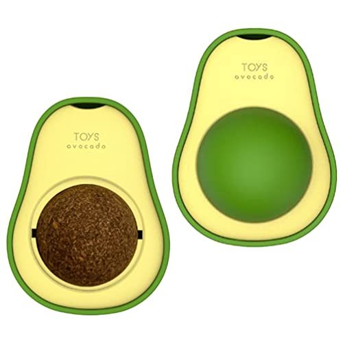 POPETPOP 2 Stück Leckball Katzenminze Spielzeug Avocadoförmiger Katzenminze Ball Drehbarer Katzenminze Ball Spielzeug Katze Kauspielzeug Zahnreinigung Katzenbiss Spielzeug für von POPETPOP