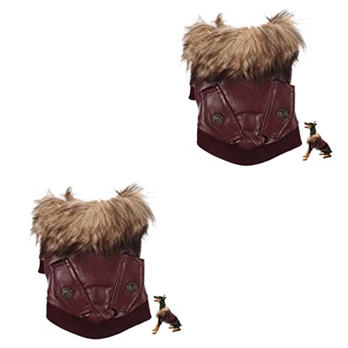 POPETPOP 2St warme Hundejacke Welpenkleid Welpen-Kit Warmes Welpenkostüm Kleider Hundebekleidung Hundemantel Haustier Hund einstellen Haustierzubehör Hundekleidung Haustier-Outfit Plüsch von POPETPOP