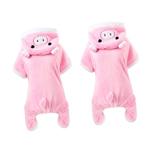 POPETPOP 2 Stücke Mädchen Kleidung Welpen Outfits Kleider Für Winter Haustier Kleidung Hund Kostüm Halloween Haustier Kostüm Schweinchen Pullover Hund Rosa Warm Halten von POPETPOP