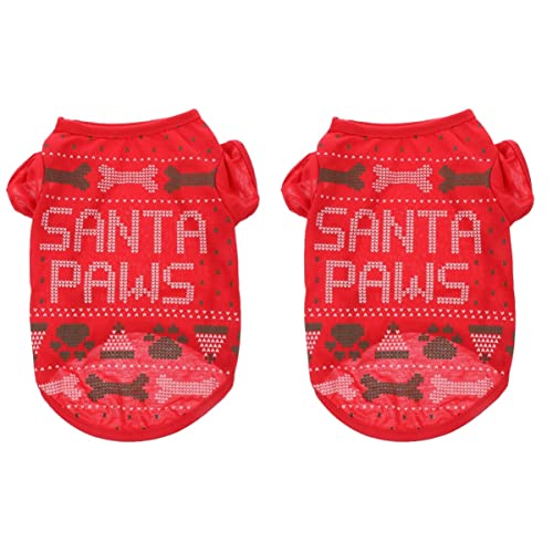 POPETPOP 2st Weihnachts-Haustier-Kleidung Weihnachtshundeanzug Katzenurlaub Weihnachtsmann-hundekleidung Kleider Für Den Winter Santa-Outfit-Hunde Warmes Hemd Hündchen Warm Halten Polyester von POPETPOP