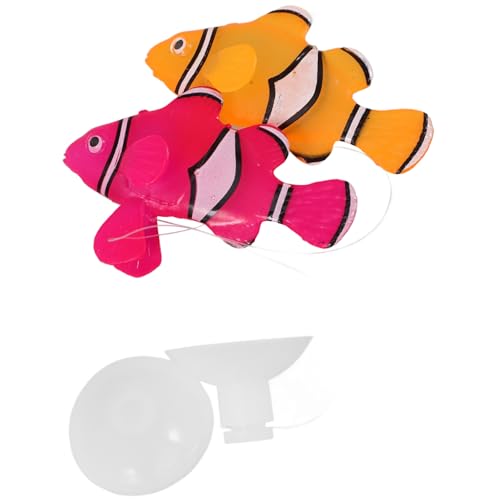 POPETPOP 2St Aquarium simulierter Fisch Aquarienfischfigur künstliche schwimmende Fische Meerestier Dekoration für Fischbecken Aquarien Dekoration mit Glühfisch Desktop-Fischfigur Kieselgel von POPETPOP