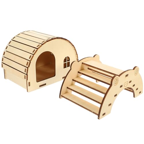 POPETPOP Holz Hamster Versteck Spielzeug 2 Stücke Haustier Hütte Brücke Hamster Nahrungssuche Spielzeug von POPETPOP