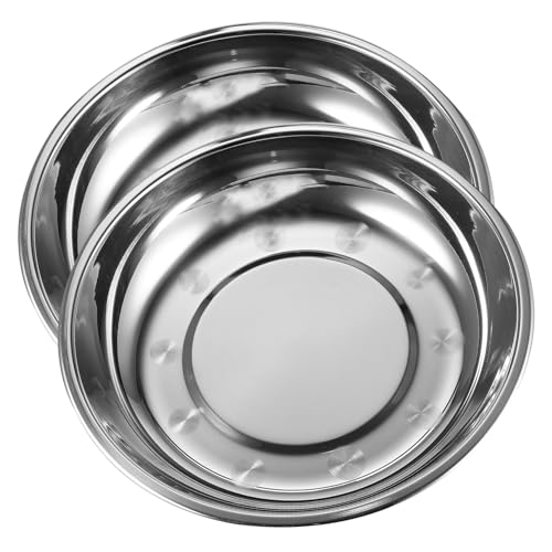 POPETPOP 2St Katzennapf aus Edelstahl Haustier Katzennäpfe Dog Bowl dogbowl Hundenapf für Trockenfutter katzenbecken aus Edelstahl verschleißfester Welpennapf Rostfreier Stahl Silver von POPETPOP