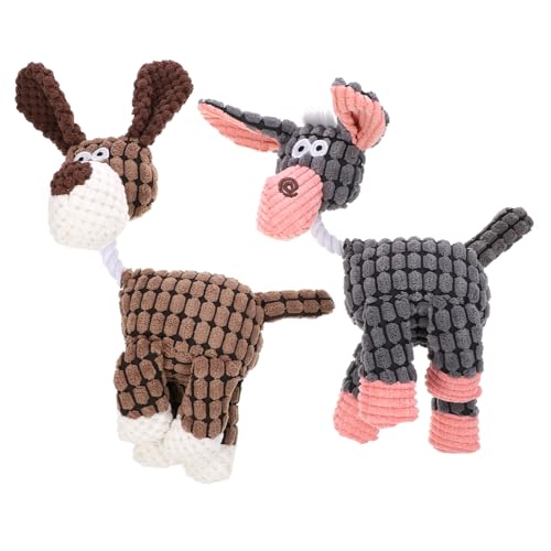 POPETPOP 2St Puppe interaktives Animal Toys Dogs Toys hundespielzeuge hundenapf Set Welpe Kauer Kauspielzeug für Haustiere Esel-Modell, quietschendes für Hunde Plüsch von POPETPOP