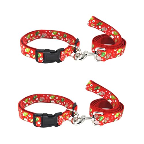 POPETPOP 2St weihnachtsdeko Christmas Decorations Hundehalsbänder für Welpen weihnachtliche hundehalsbänder weihnachtshundehalsband Haustier Weihnachten Zugseil Weihnachtsbaum Kordelzug rot von POPETPOP