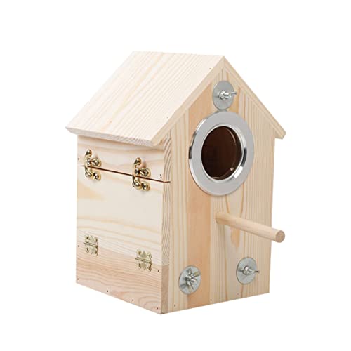 POPETPOP 2Er-Box vogelhaus Vogelkäfig Gartenvogel-Ornamente hölzernes hängendes holziges Dekor Vogelbrüterei Vogelnest einfach Inkubator Wellensittich Vögel schmücken von POPETPOP