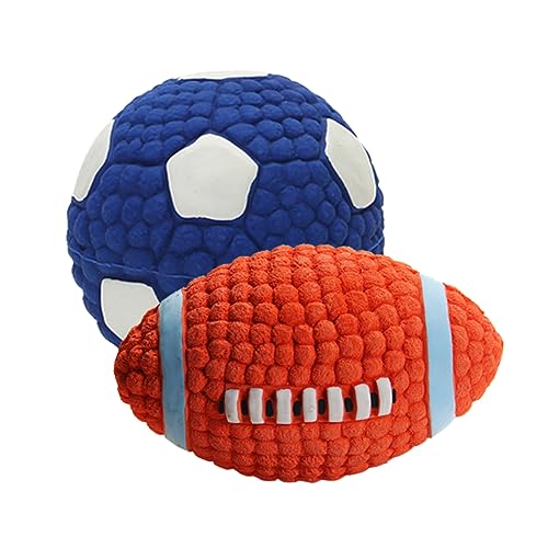 POPETPOP 2st Beißspielzeug Rugby-fußball Outdoor-spielset Rugby-hundespielzeug Hundebälle Für Aggressive Quietschendes Training Hundefußball Unverwüstlich Gummi Haustier Geräuschspielzeug von POPETPOP