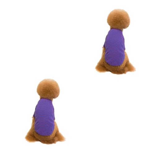 POPETPOP 2st Gestreiftes Hemd Gestreifte Hundekleidung Hemd Mit Hundestreifen Pyjama Haustier Violett von POPETPOP