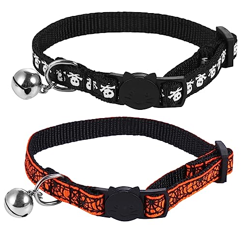 POPETPOP 2st Halloween-katzenhalsband Kariertes Katzenhalsband Mit Krawatte Zauberstab Kragen Hundehalsband Mit Perlen Süße Katzenhalsbänder Haustier Glocke Kamerahalsband Für Katzen Stoff von POPETPOP