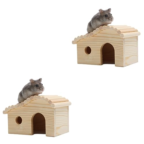 POPETPOP 2st Hamsterversteck Aus Holz Versteck Der Hamsterburg Holzhaus Für Hamster Haustier-mäuse-hütte Spielzeug-Haustiere Holzhütte Blockhaus Protokoll Schlafendes Nest Hölzern von POPETPOP