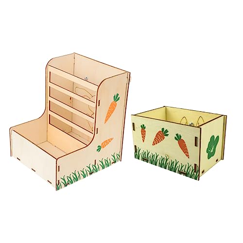 POPETPOP 2st Hasengrasständer Grasfutterspender Für Kleine Tiere Kaninchenkäfig Zubehör Kaninchen Fütterung Behälter Rack-Kaninchen Fressgitter Für Haustiere Essen Kaninchenhalter Hölzern von POPETPOP