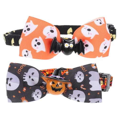 POPETPOP 2st Haustierhalsband Haustier Hals Halsschmuck Für Haustiere Katze Mit Glocke Bogen Haustier-kätzchen-Krawatten Beruhigungshalsband Für Katzen Halloweenkostüm Polyester von POPETPOP