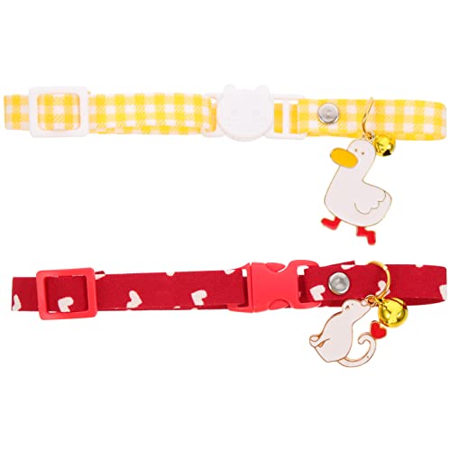 POPETPOP 2st Katzenhalsband Süßes Katzenzubehör Katzenhalsbänder Für Junge Katzen Schönes Katzen-bandana-Halsband Kleines Welpenhalsband Katzenglocken Anhänger Baumwolle Polyester Kätzchen von POPETPOP