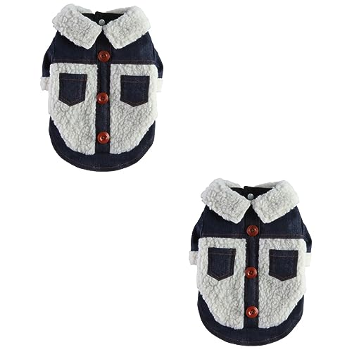 POPETPOP 2st Kleidung Für Haustiere Kleiner Hund Wintermantel Winddichte Hundekleidung Denim-hundepyjama Warmes Haustierkostü Hundekostü Kleidung Jeansjacke Weste Polyester Reißverschluss von POPETPOP