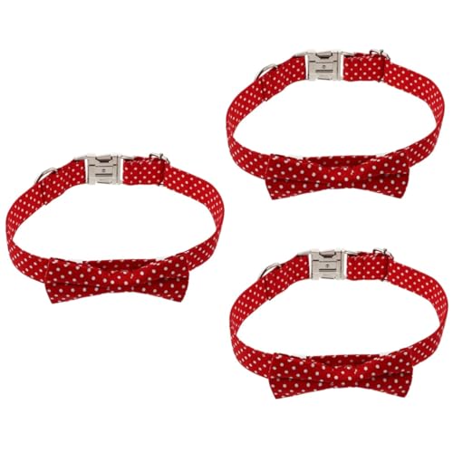 POPETPOP 3 STK Haustierhalsband Weihnachtskatzenhalsband Kätzchen Weihnachtskragen Hundehalsband Schickes Katzenhalsband Kätzchenhalsband Hund Fliege Baumwollgewebe EIN Bißchen Tragegurt von POPETPOP