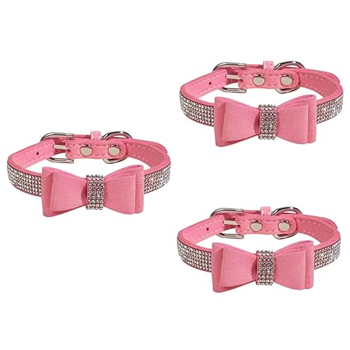 POPETPOP 3 Sätze Diamanthalsband Für Haustiere Welpe Halskrawatte Outdoor-hundehalsband Blumenhalsband Für Haustiere Bowknot-hundehalsband Welpen-id-Halsband Schmücken Mikrofaser Gemütlich von POPETPOP