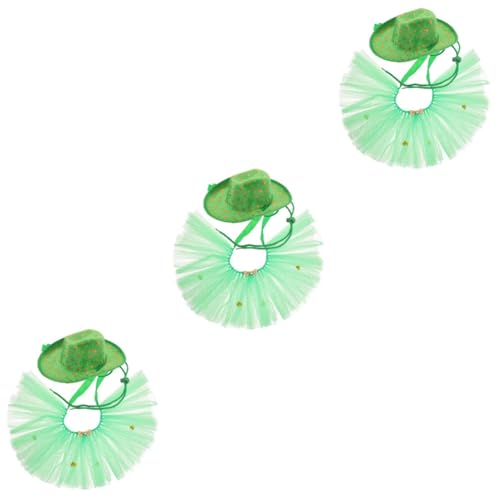 POPETPOP 3 Sätze Urlaubskleidung für Haustiere st Patricks Day Bekleidung Saint Patrick's Day Kleidung Tutu-Rock für Hunde Tutu-Rock für Haustiere Party-Haustierhut pet-Rock Stoff Green von POPETPOP