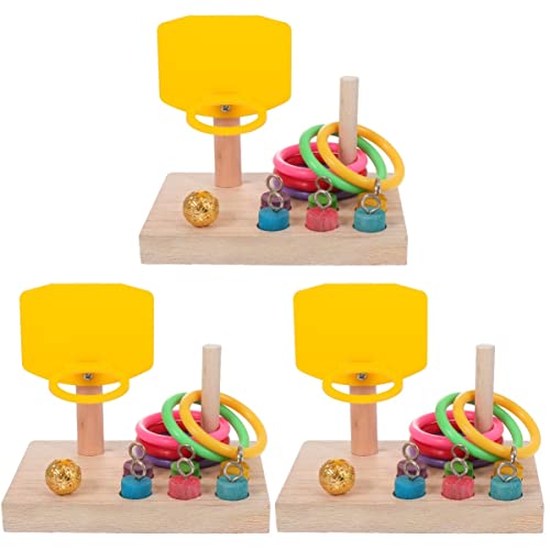 POPETPOP 3 Sätze Vogel Spielzeug Rattan Spielzeug Zur Vogelsuche Papageienstangen Beißspielzeug Aus Holz Vogel-basketballkorb Nymphensittiche Puzzle-Spielzeug Schreibtisch Hölzern Xuanfeng von POPETPOP